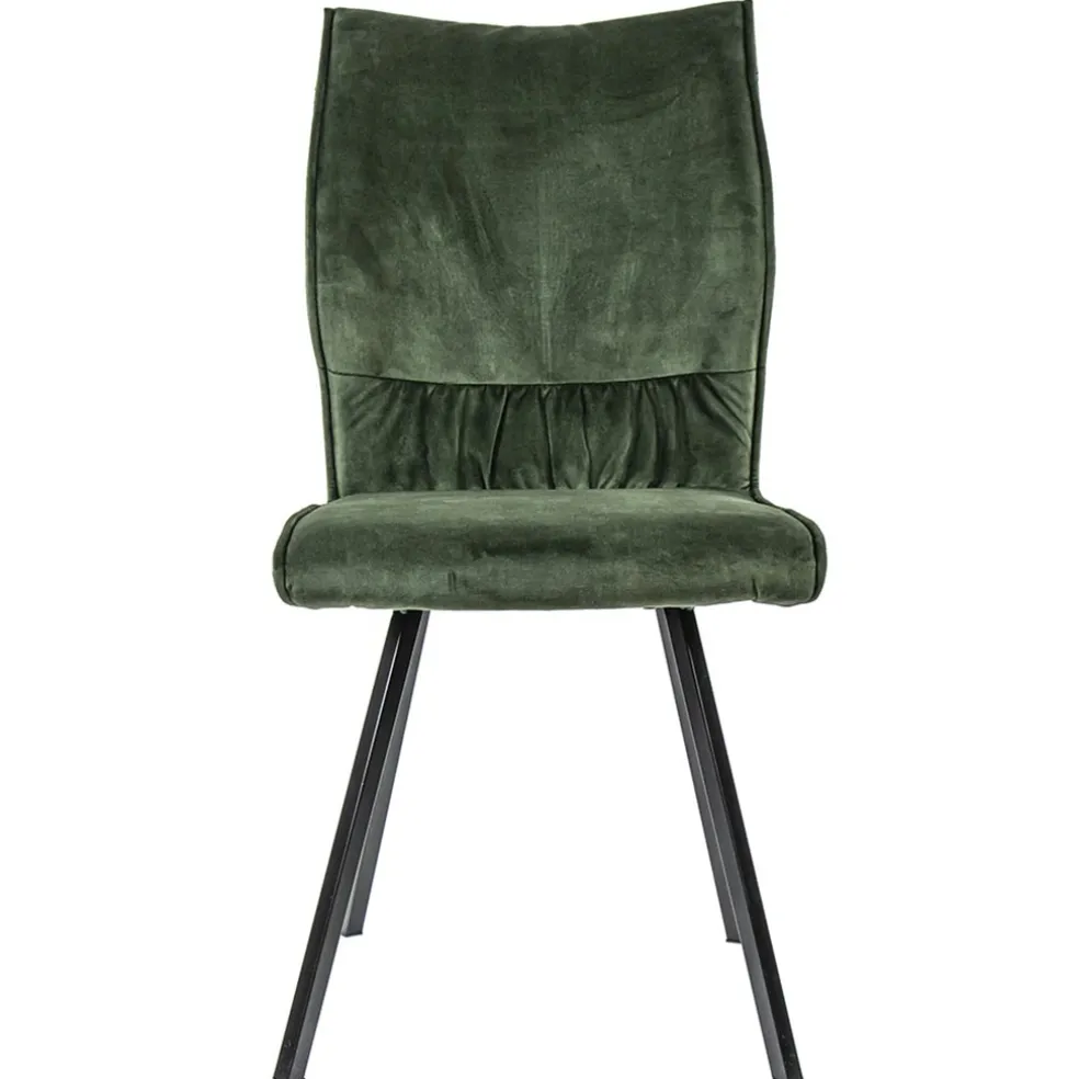 Eetkamerstoel velvet groen met zwart