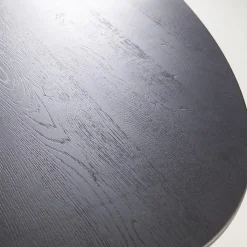 Eettafel ovaal zwart eiken met metalen poot 300x120 cm