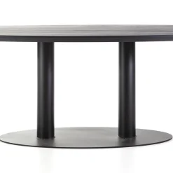 Eettafel ovaal zwart eiken met metalen poot 300x120 cm