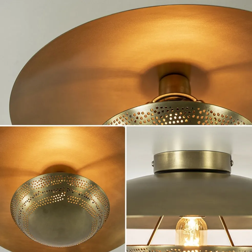 Elegante plafond/wandlamp antiek brons