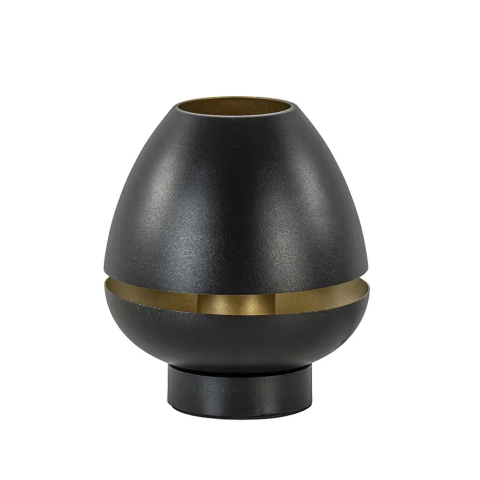 Elegante tafellamp mat zwart met goud accent