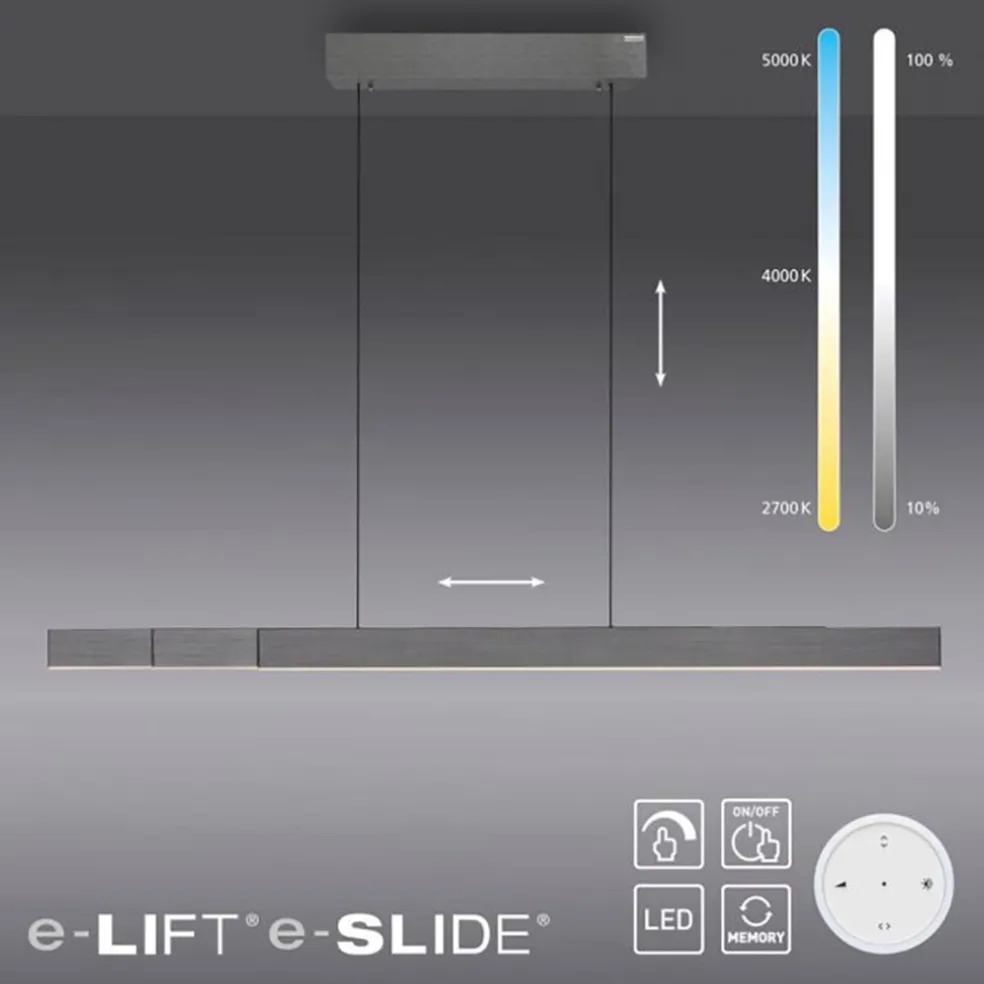Elektrisch verstelbare LED hanglamp grijs dimbaar