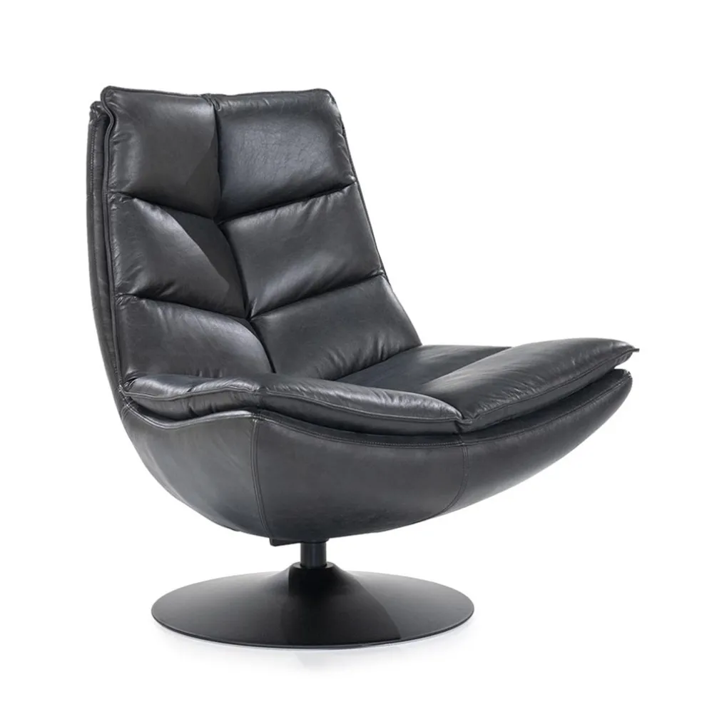 Fauteuil Sven leder - zwart