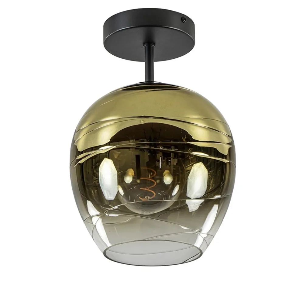 Glazen plafondlamp gold gradient met zwart