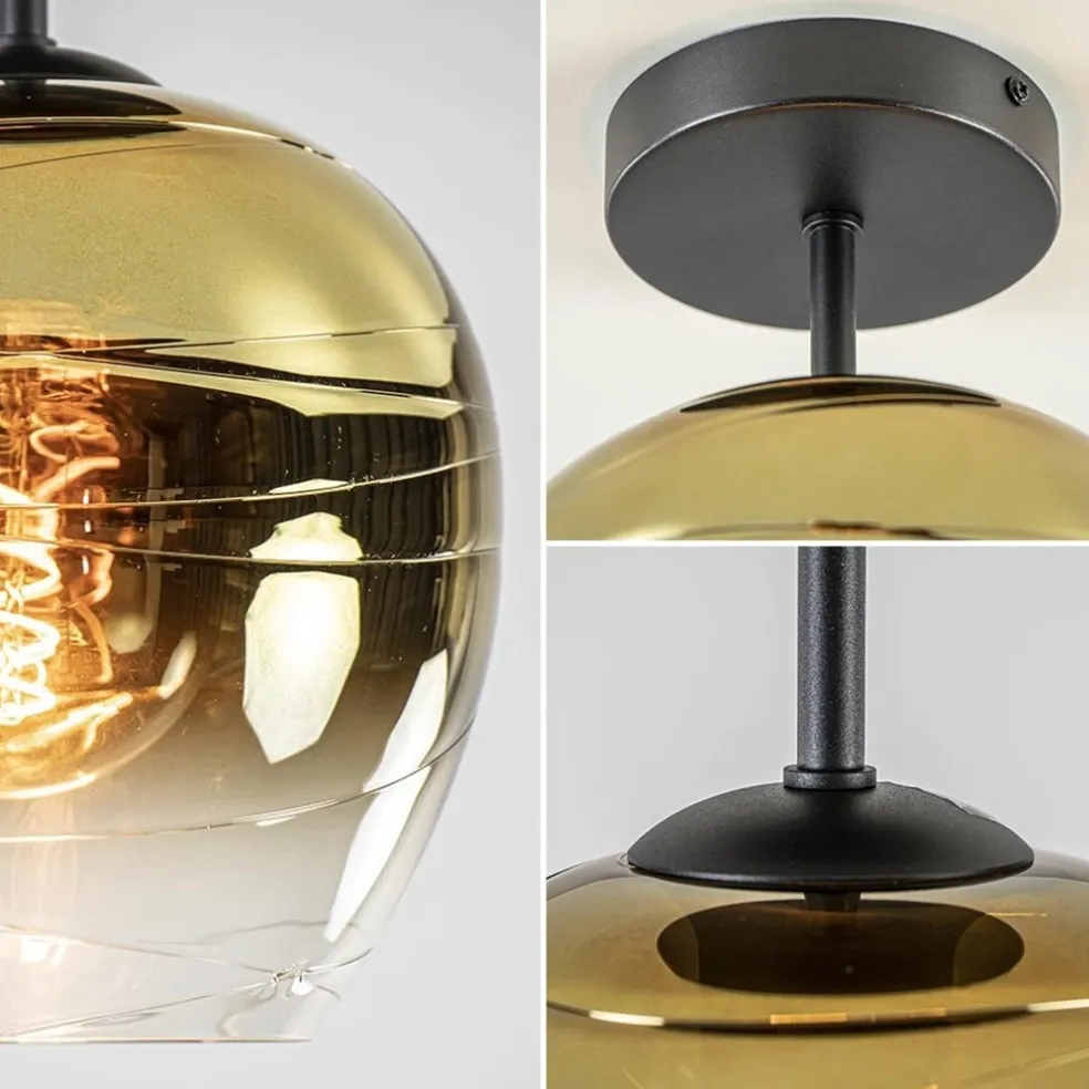 Glazen plafondlamp gold gradient met zwart
