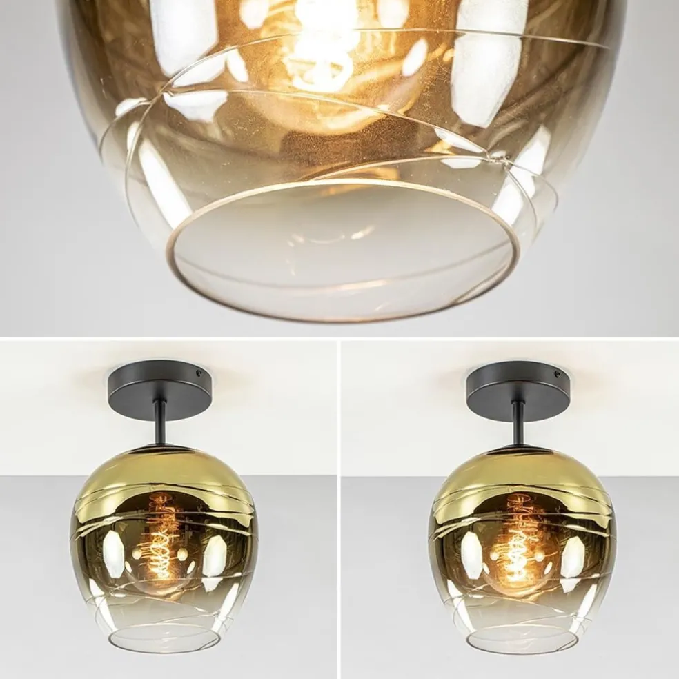 Glazen plafondlamp gold gradient met zwart