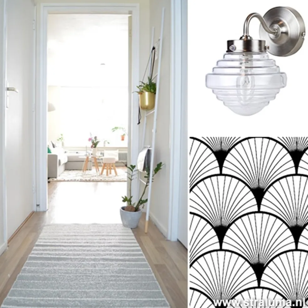 Glazen wandlamp met staal Deco