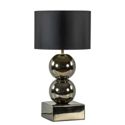 Gouden tafellamp bollen met zwart/gouden kap