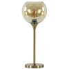 Gouden tafellamp met amber glazen bol 20 cm