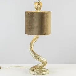 Gouden tafellamp Snake met velours kap