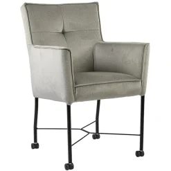 Grijs/beige eetkamerstoel met wieltjes gr 2