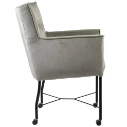 Grijs/beige eetkamerstoel met wieltjes gr 2