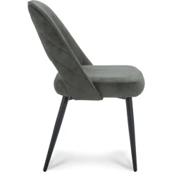 Grijs/groene eetkamerstoel met zwarte pootjes