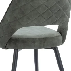 Grijs/groene eetkamerstoel met zwarte pootjes