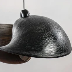 Grote bamboe hanglamp shell zwart