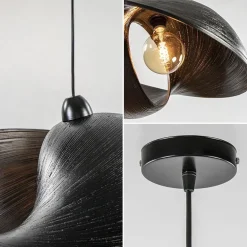 Grote bamboe hanglamp shell zwart