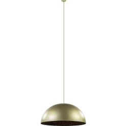 Grote design hanglamp koepel mat goud met zwart 90 cm