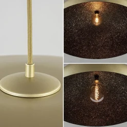 Grote design hanglamp koepel mat goud met zwart 90 cm