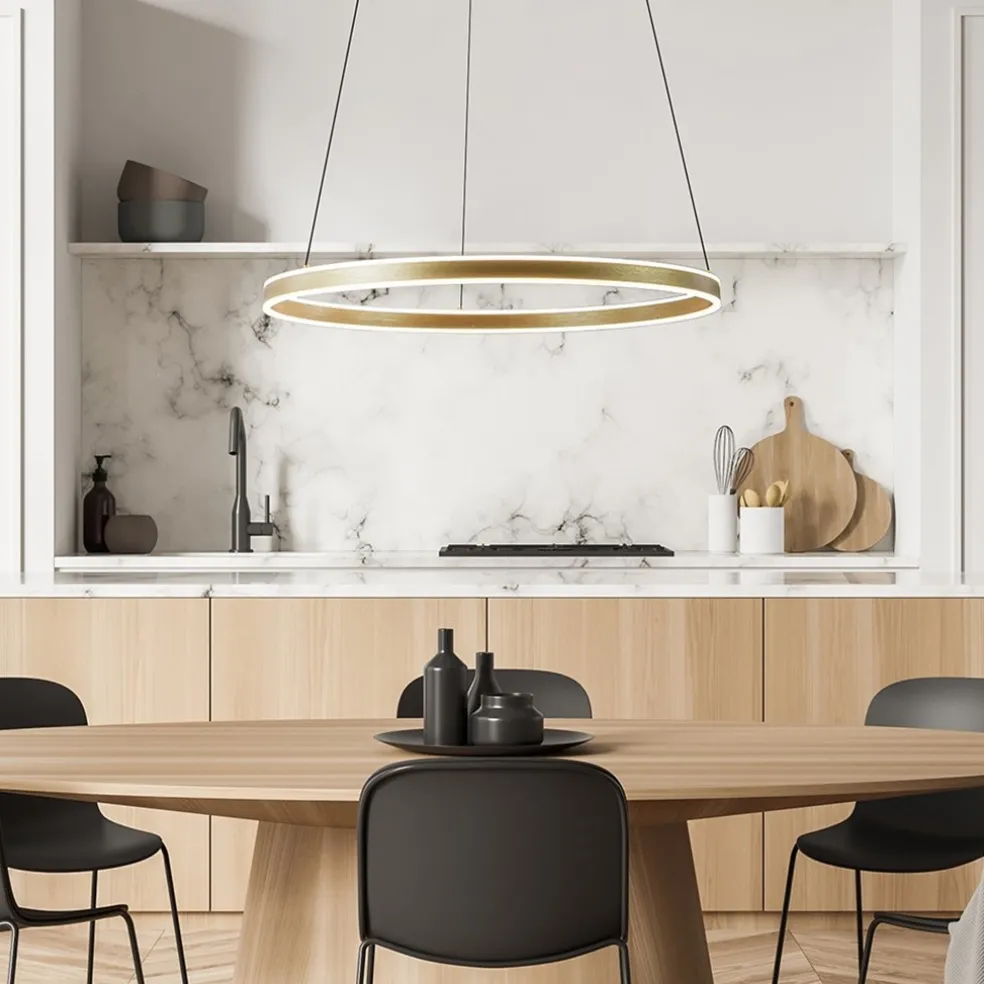 Grote design hanglamp LED gouden ring