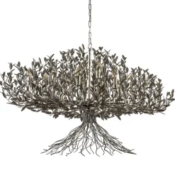 Grote design hanglamp ovaal oud zilver