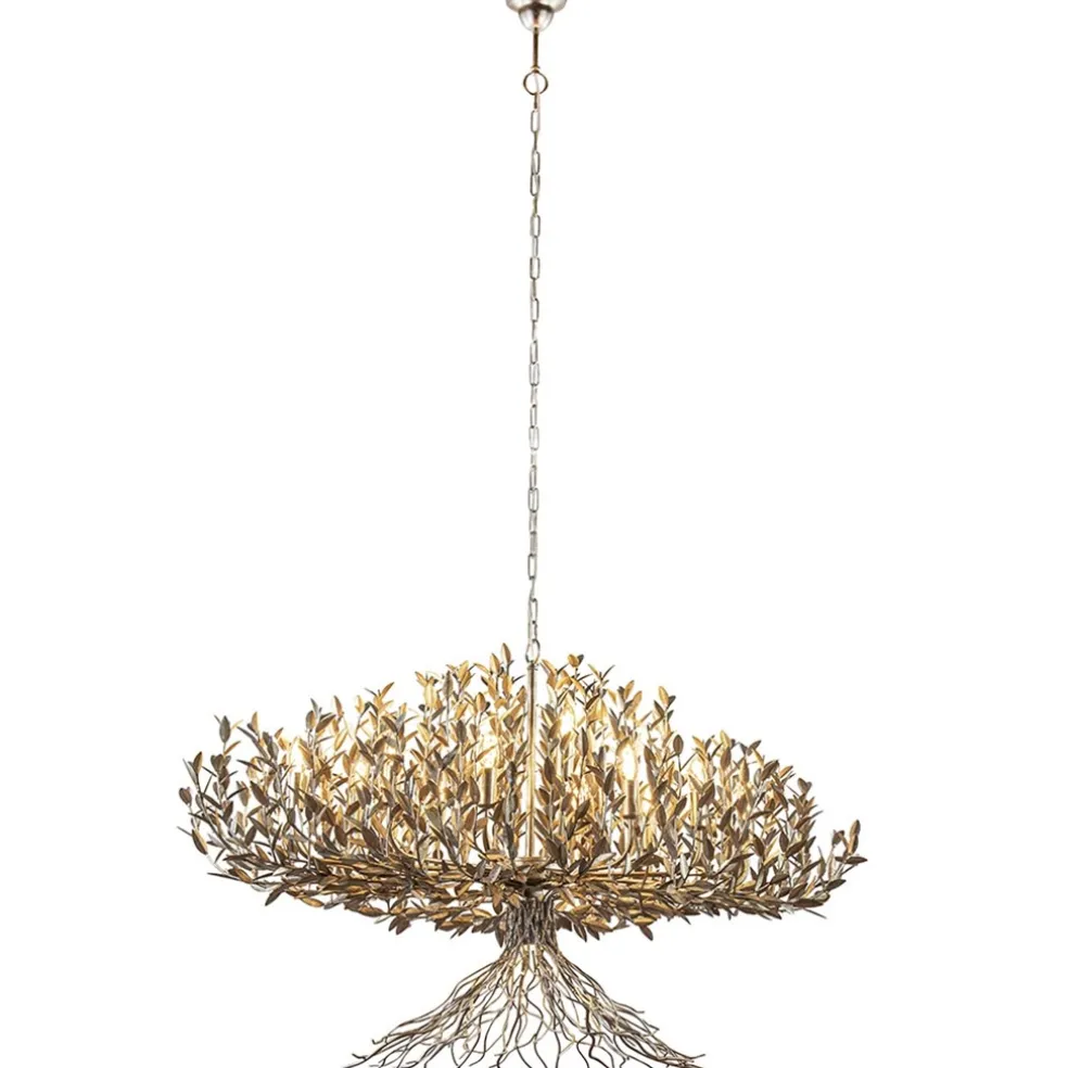 Grote design hanglamp ovaal oud zilver