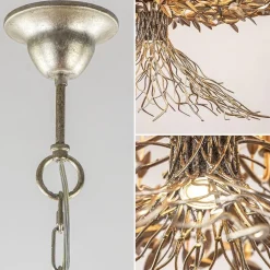 Grote design hanglamp ovaal oud zilver