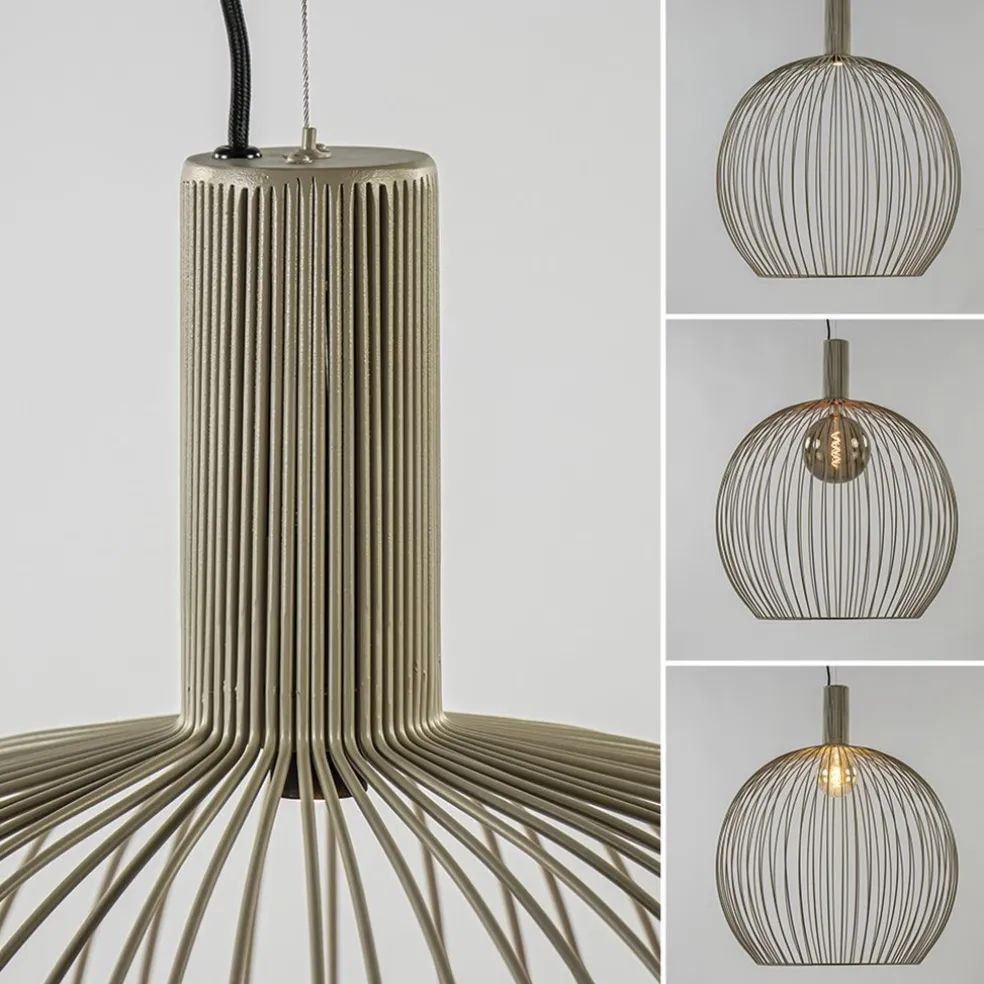 Grote draad hanglamp mat zand 70 cm