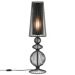 Grote draad tafellamp met zwarte kap