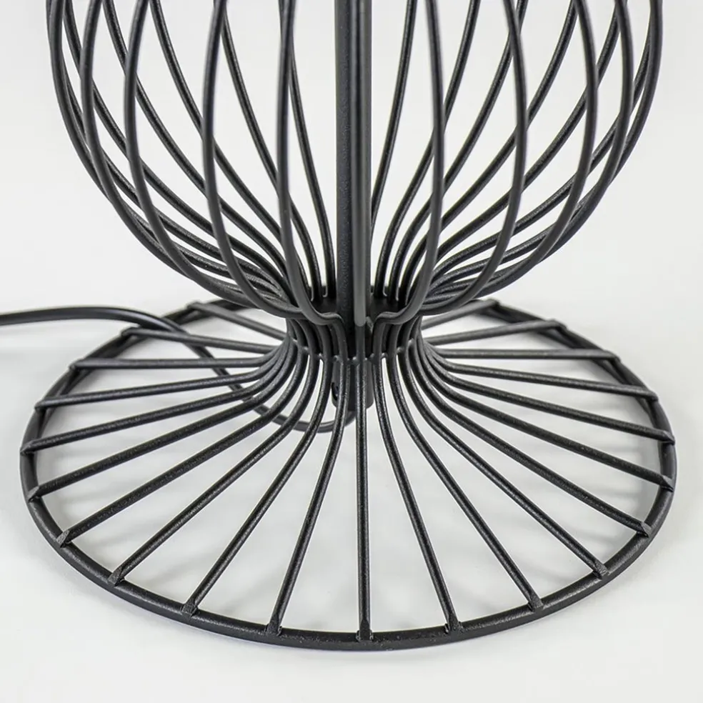 Grote draad tafellamp met zwarte kap