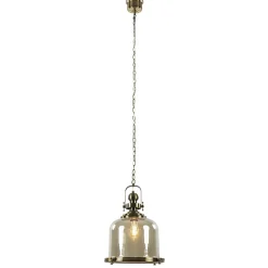 Grote hanglamp brons met amber glas