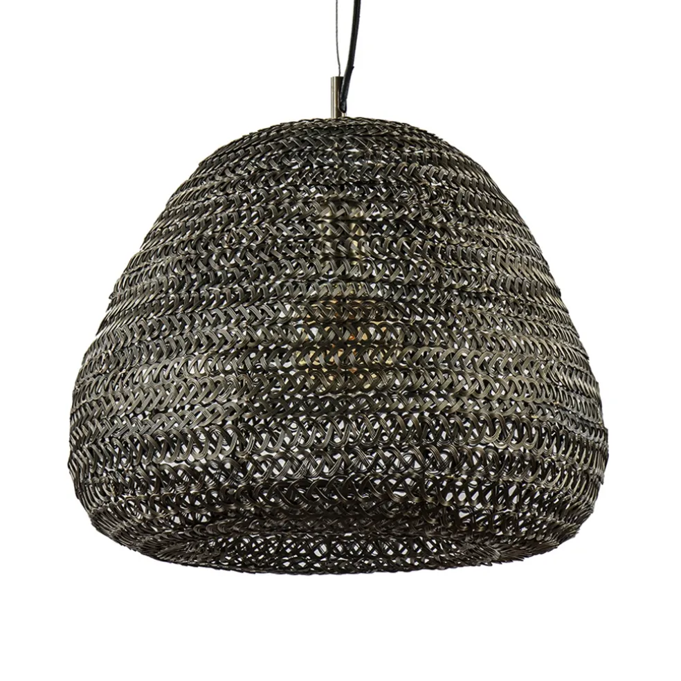 Grote hanglamp Finou antiek brons met zwart