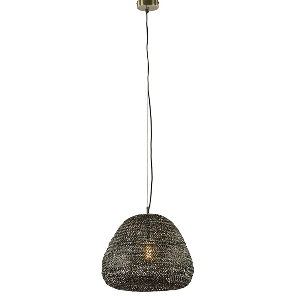 Grote hanglamp Finou antiek brons met zwart