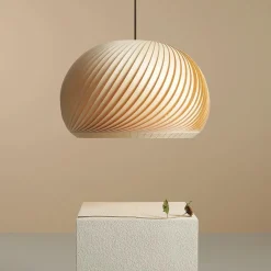 Grote hanglamp hout naturel rond 60 cm