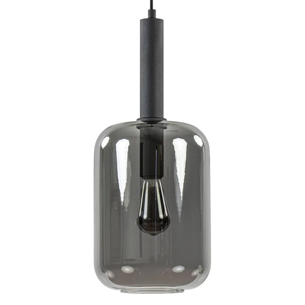 Grote hanglamp Lekar zwart met smoke glas