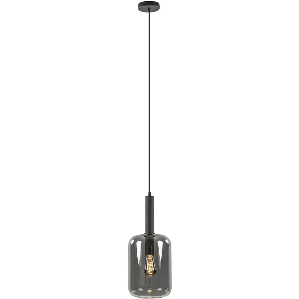 Grote hanglamp Lekar zwart met smoke glas