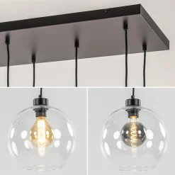 Grote hanglamp zwart 11- lichts multipendel helder glas