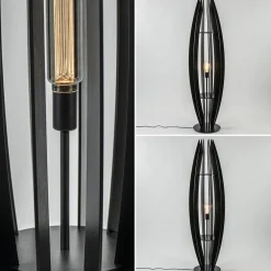 Grote houten vloerlamp mat zwart