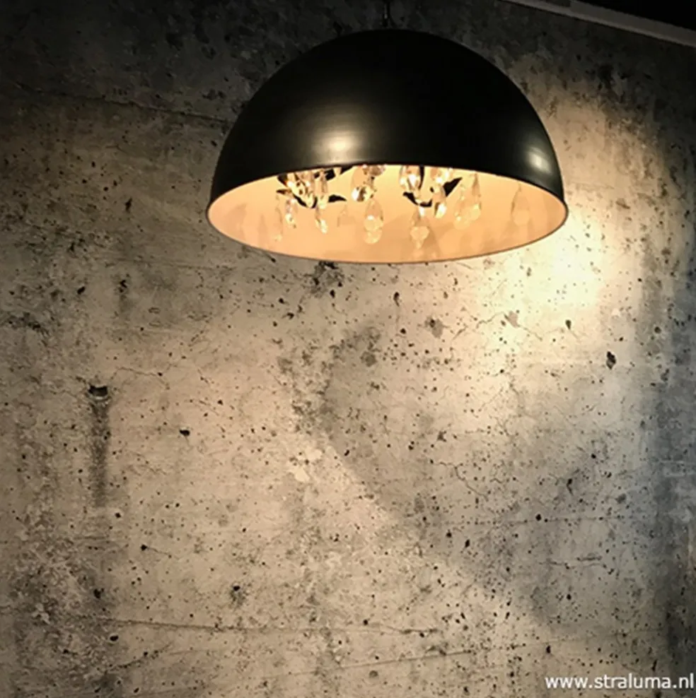 Grote koepel hanglamp met kristal Ø90 cm