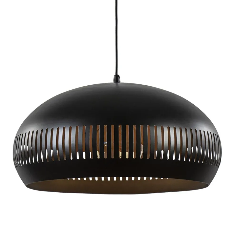 Grote koepel hanglamp zwart met goud 50 cm