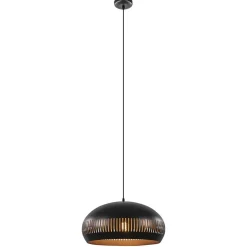 Grote koepel hanglamp zwart met goud 50 cm