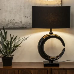 Grote lampvoet Maan shiny zwart