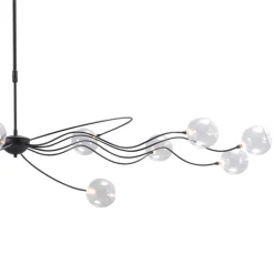 Grote LED hanglamp zwart met helder glazen bollen