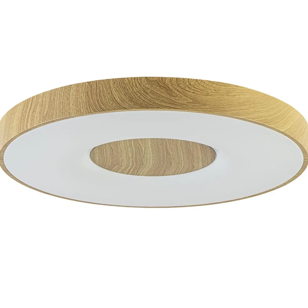 Grote LED plafondlamp met houtlook 65 cm