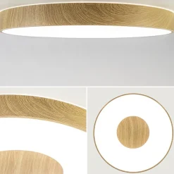 Grote LED plafondlamp met houtlook 65 cm