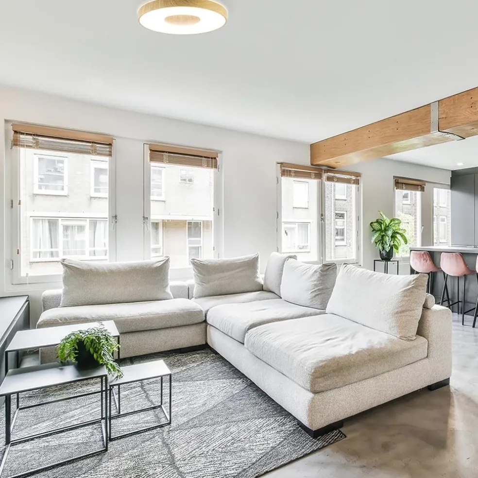 Grote LED plafondlamp met houtlook 65 cm