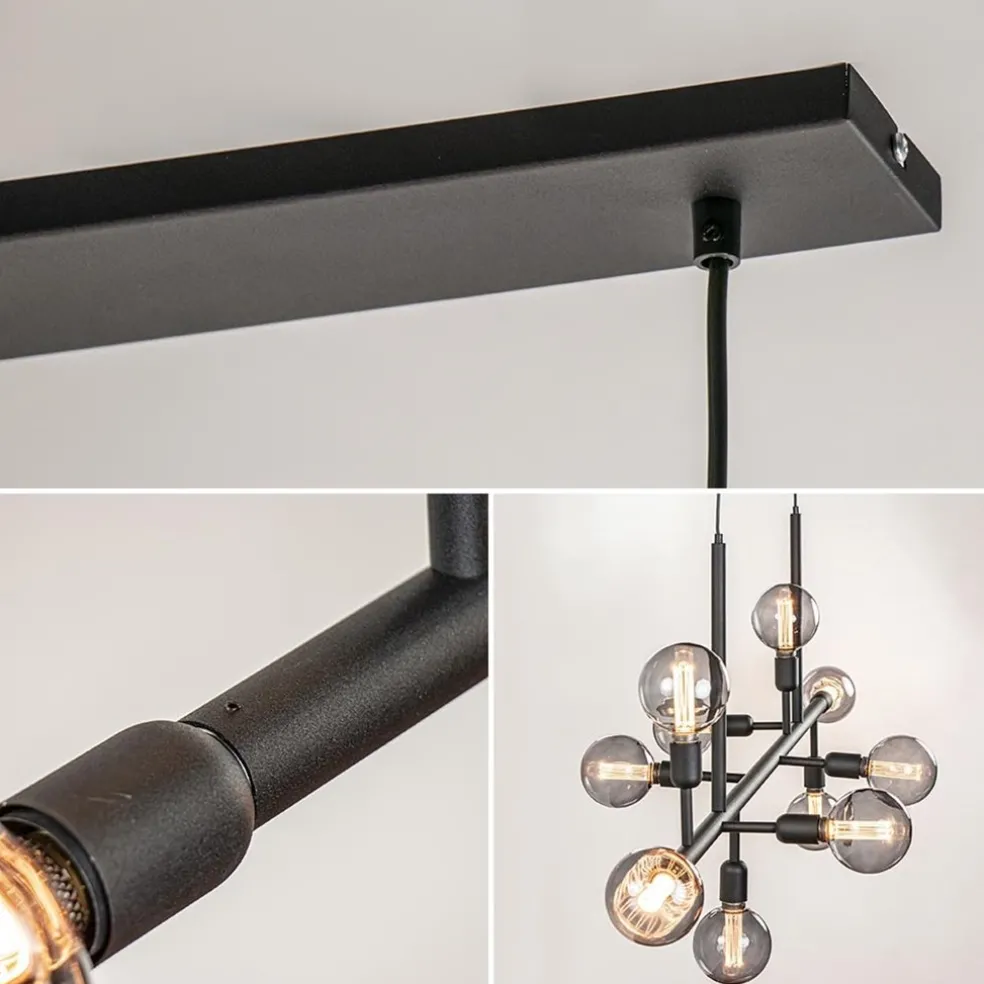 Grote 10-lichts eettafelhanglamp zwart exclusief lichtbronnen