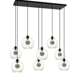 Grote 8-lichts multipendel/ hanglamp met helder glas