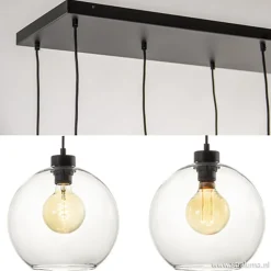 Grote 8-lichts multipendel/ hanglamp met helder glas