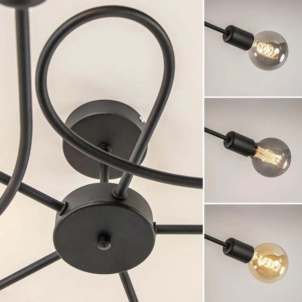 Grote 5-lichts plafondlamp zwart exclusief lichtbronnen