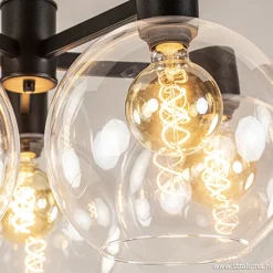 Grote 5-lichts plafondlamp helder glas